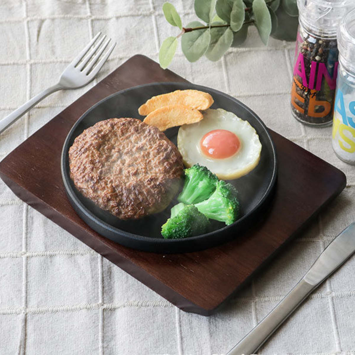 ステーキ皿 21cm スタッキング 木製プレート付き 鋳鉄 IH対応 2枚