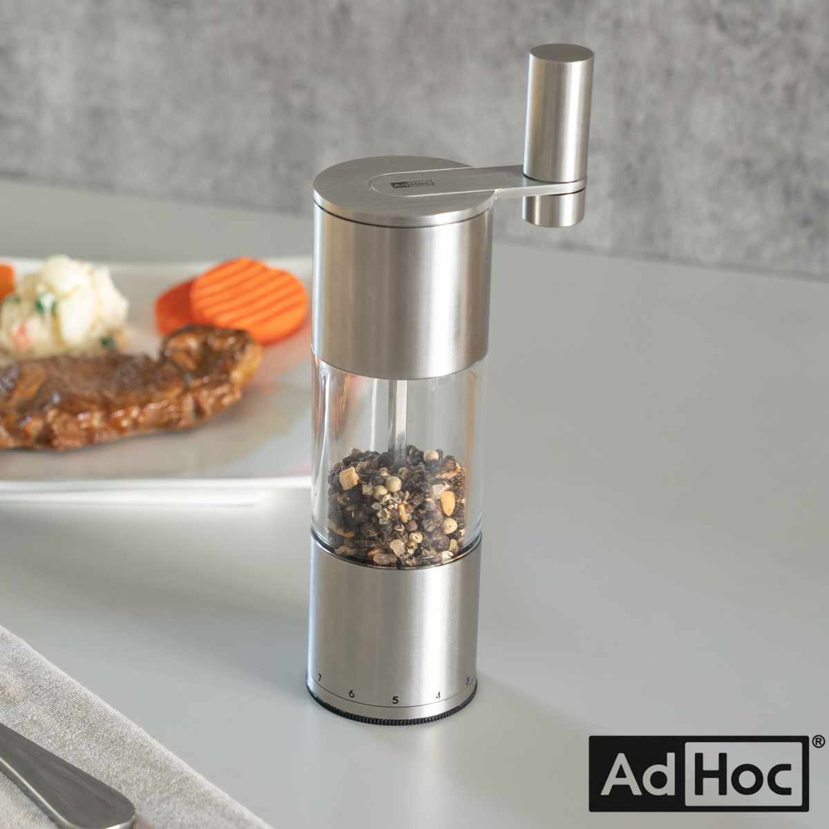 スパイスミル ソルト＆ペッパーミル SELECT AdHoc （ 手動 粗さ調節 塩