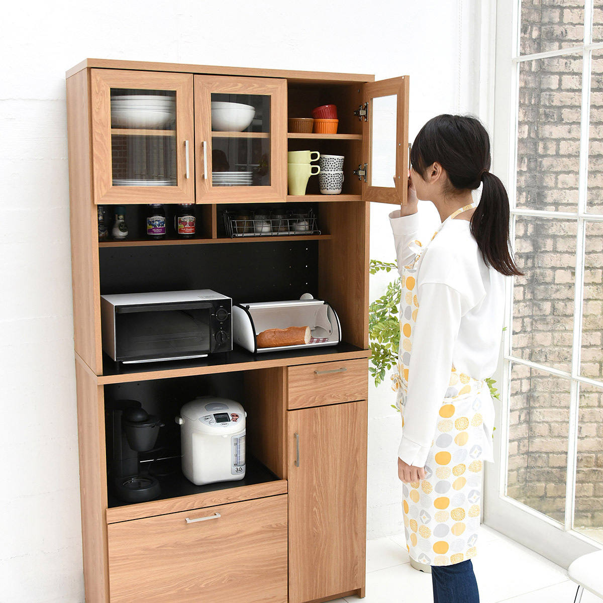 レンジ台 幅90cm キッチンラック 食器棚 北欧風 Keittio