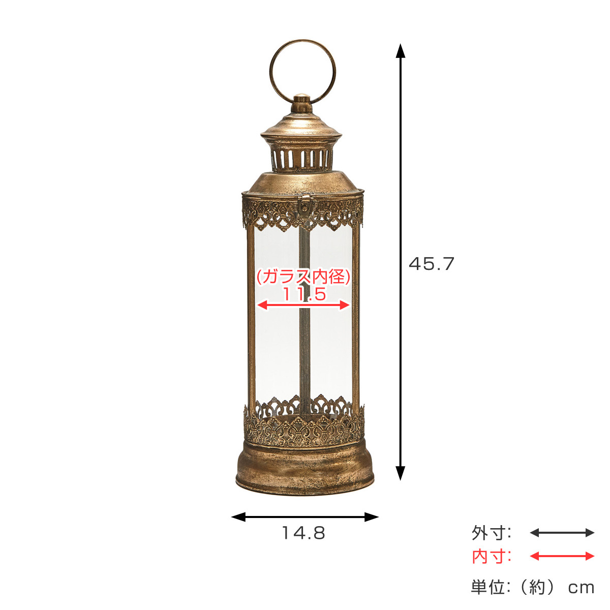 ランタン メタルグレースランタン アンティークゴールド （ 吊り下げ