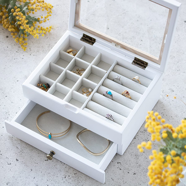 ジュエリーボックス 2段 ミア ドロワーボックス 木製 アクセサリー