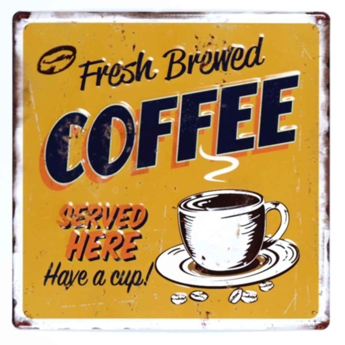 サインボード コーヒーYE M メタル （ ティンサイン ブリキ看板