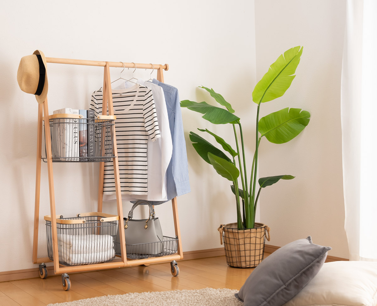 Mash リヴ キャリーバスケットハンガー コンパクト 高さ119cm 天然木