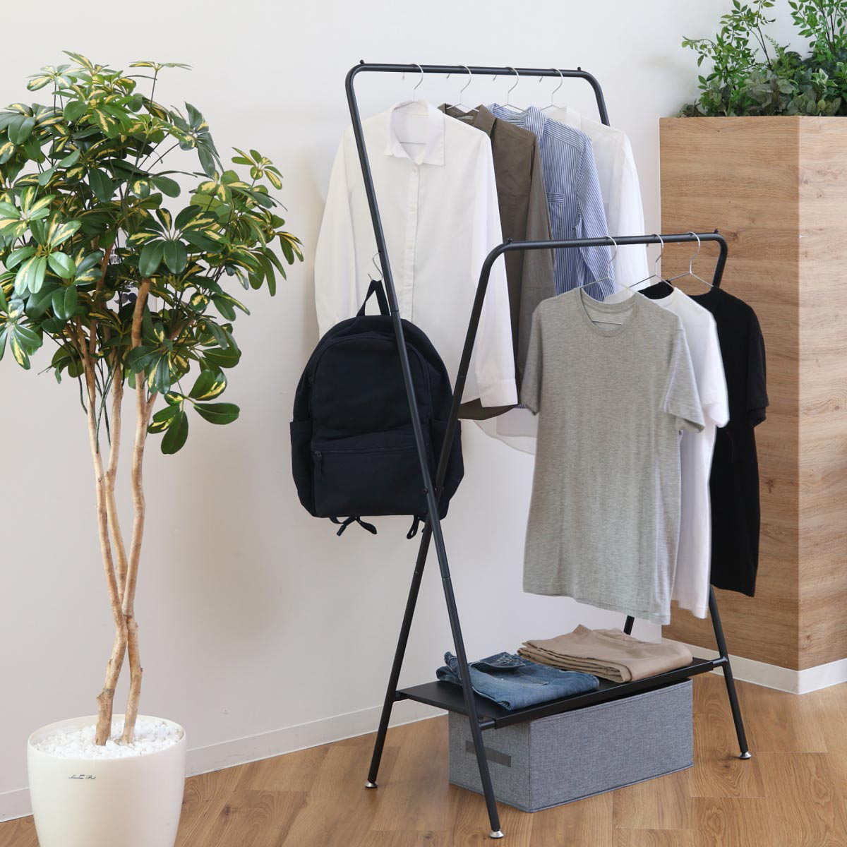 ハンガーラック 幅81cm 2段 （ コートハンガー ポールハンガー 収納