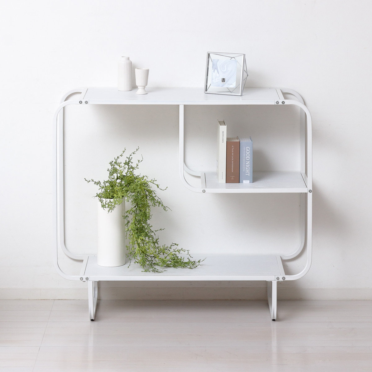 ディスプレイラック 幅91.5cm 3段 スチール 白木目 （ ラック 収納