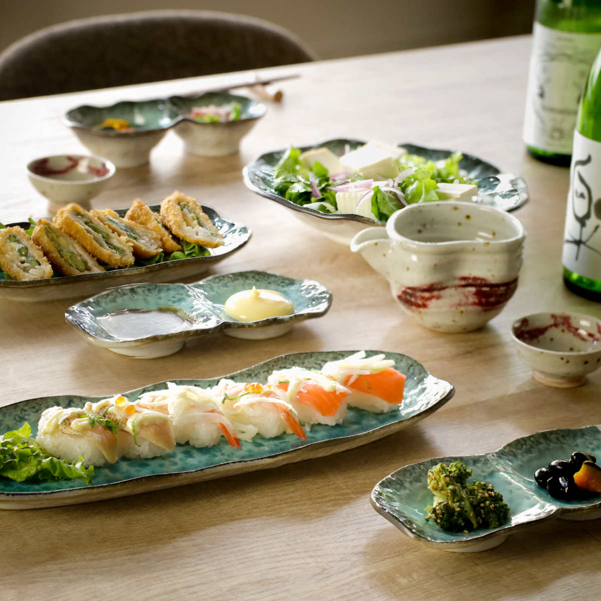 仕切り皿 19.5cm プレート 4つ仕切り KANADE 陶器 同色5枚セット