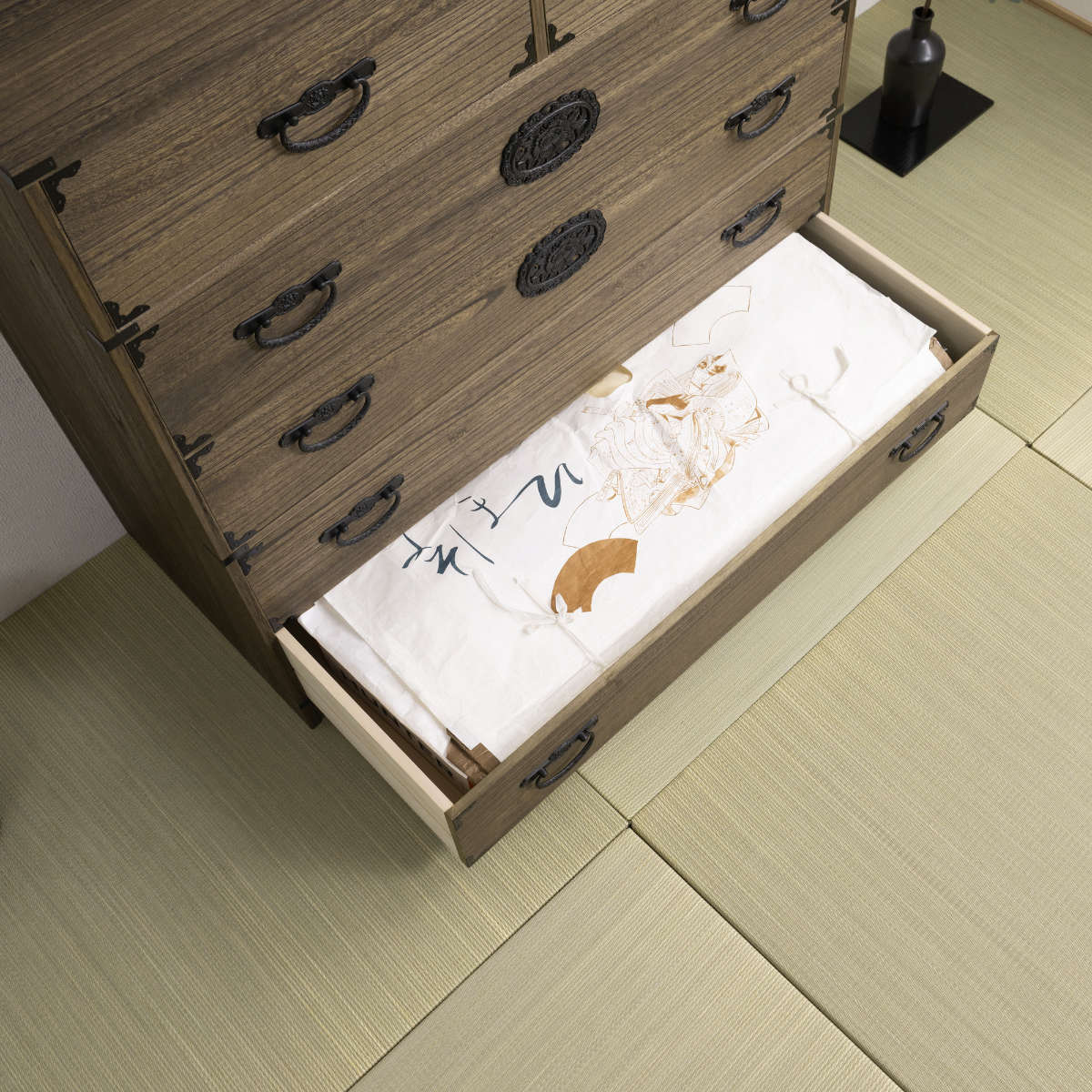 桐 民芸箪笥 幅99.5cm 5段 積み重ね 時代 （ たんす 収納 組み合わせ