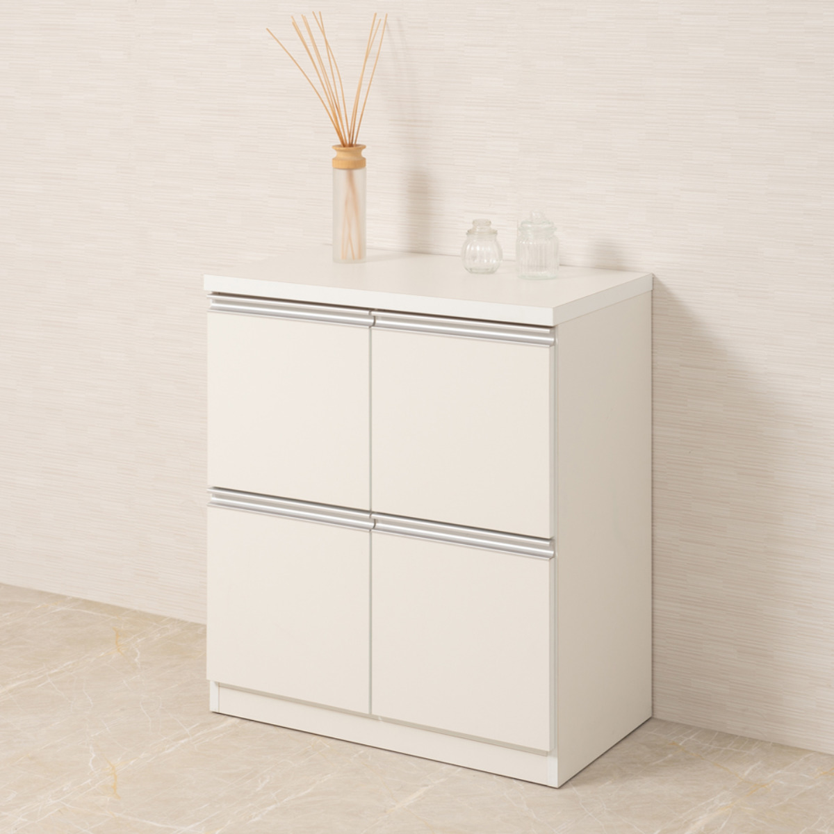 キャビネット 幅73cm 4枚扉タイプ 日本製 完成品 （ ラック スクエア