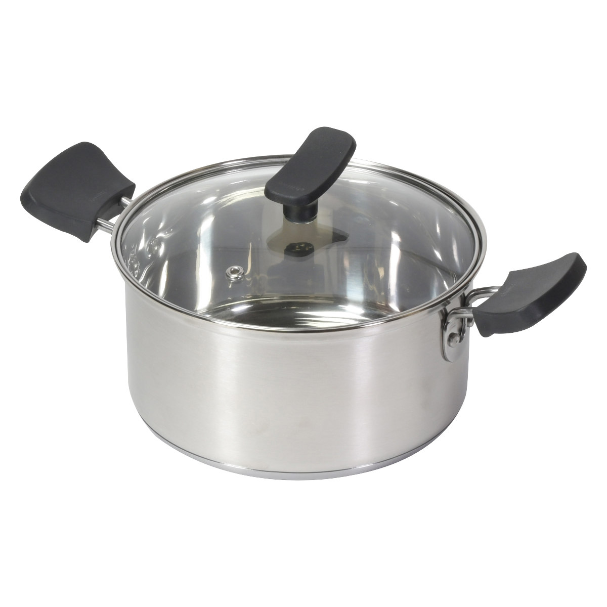 両手鍋 18cm IH対応 チーノ ステンレス製 3層底 ガラス蓋付き （ なべ