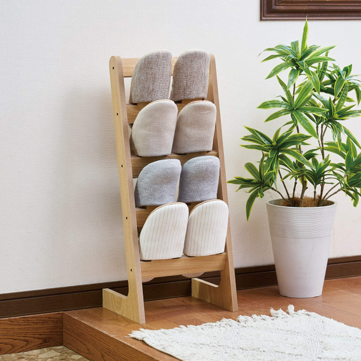 スリッパラック 木製 3段 収納 （ スリッパ 玄関 スリッパホルダー