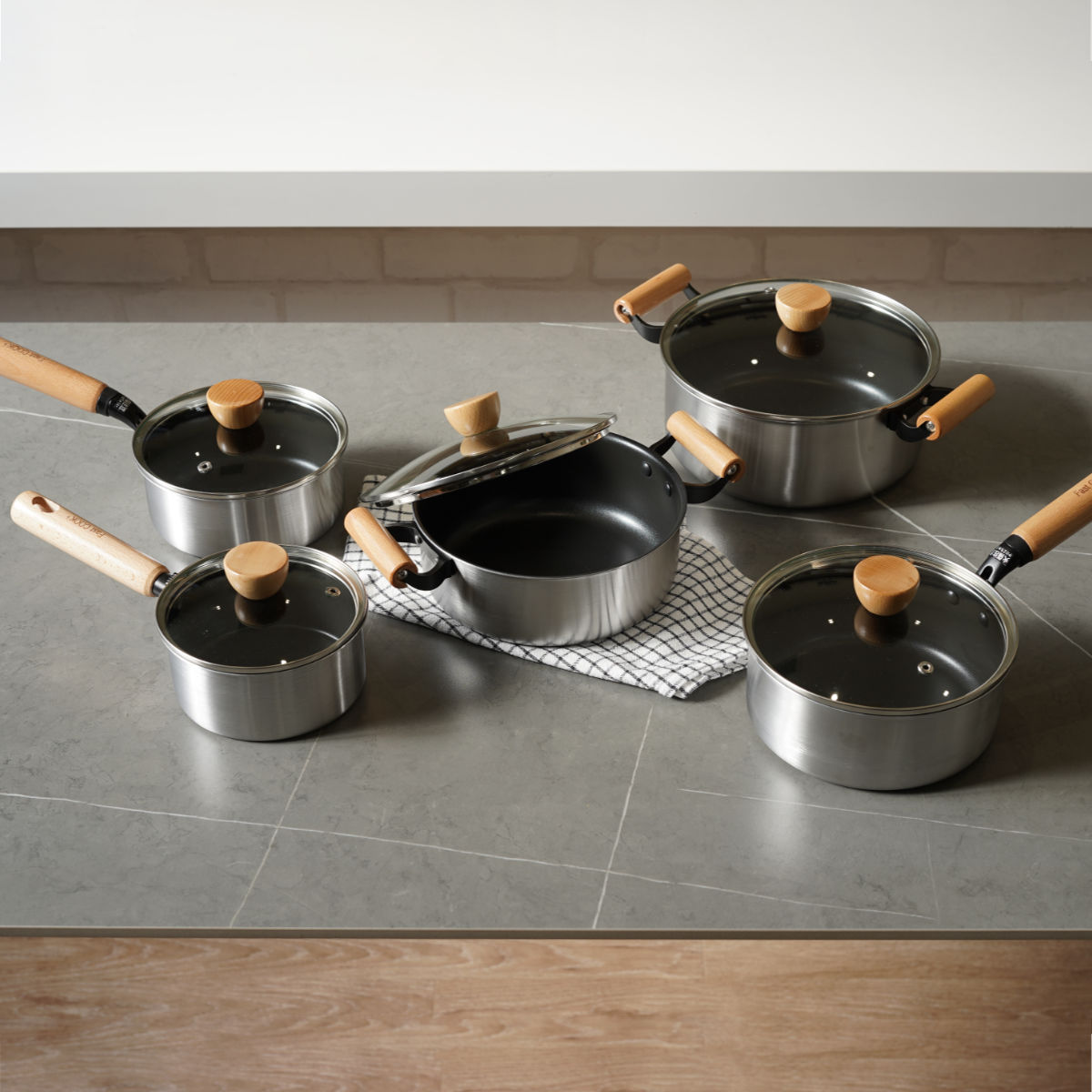 両手鍋 20cm IH対応 ガラス蓋付き ファストクック＋ 2層鋼ダイヤモンド