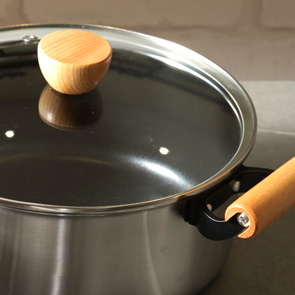 両手鍋 20cm IH対応 ガラス蓋付き ファストクック＋ 2層鋼ダイヤモンド