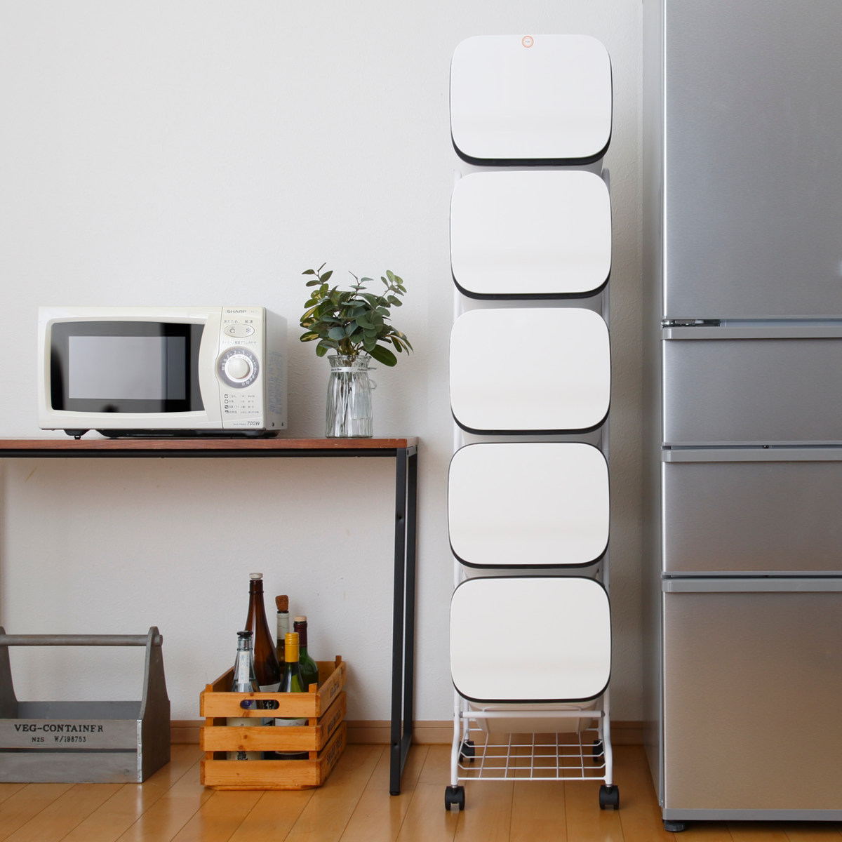 ゴミ箱 5段 Nスムース スタンドダストボックス （ ごみ箱 19L×5 ふた