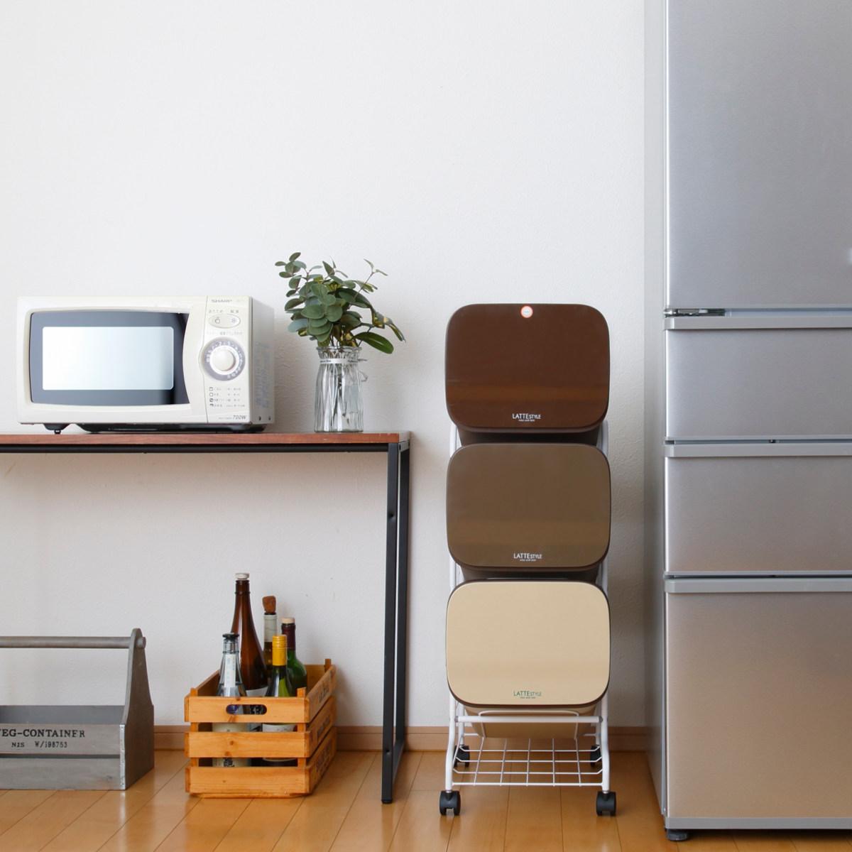 ゴミ箱 3段 Nラテスタイル スタンドダストボックス （ ごみ箱 19L×3