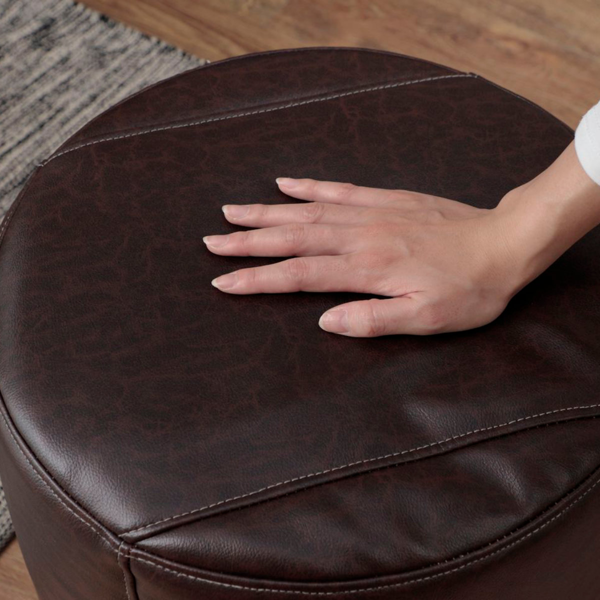 スツール 高さ40cm 丸 レザー調 ヴィンテージ調 （ 椅子 チェア イス