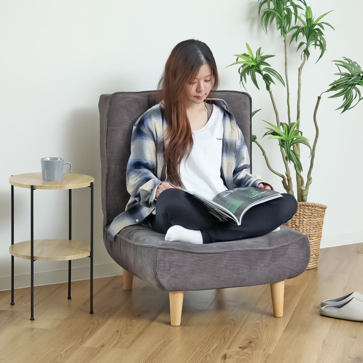 ソファ 1人掛け 幅65cm ハイバックソファー コーデュロイ 日本製