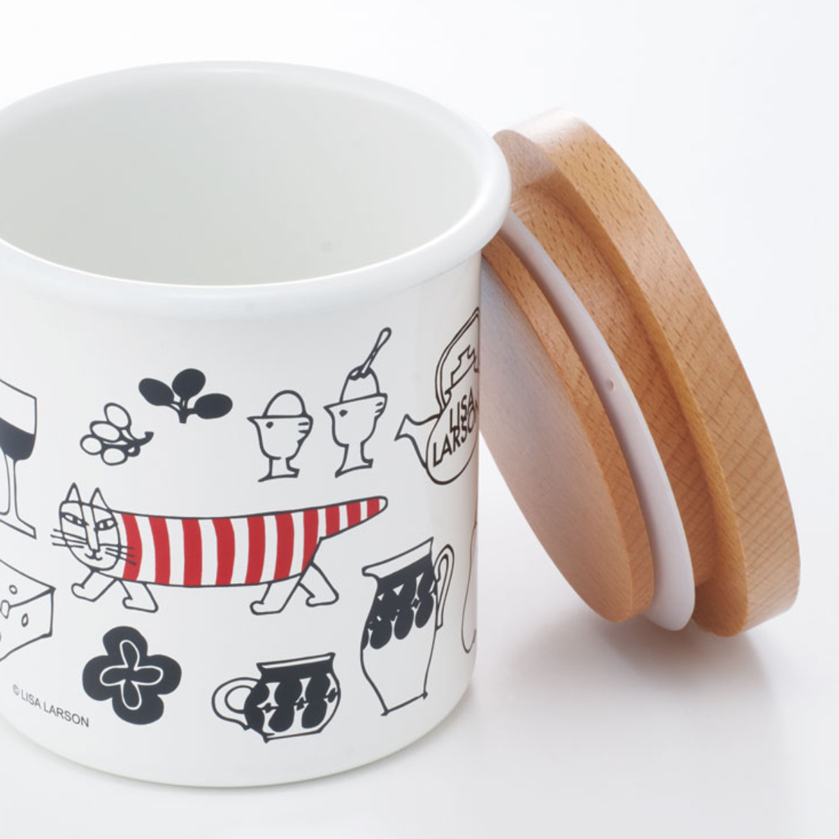保存容器 ホーローキャニスター木蓋 750ml （ リサラーソン マイキー