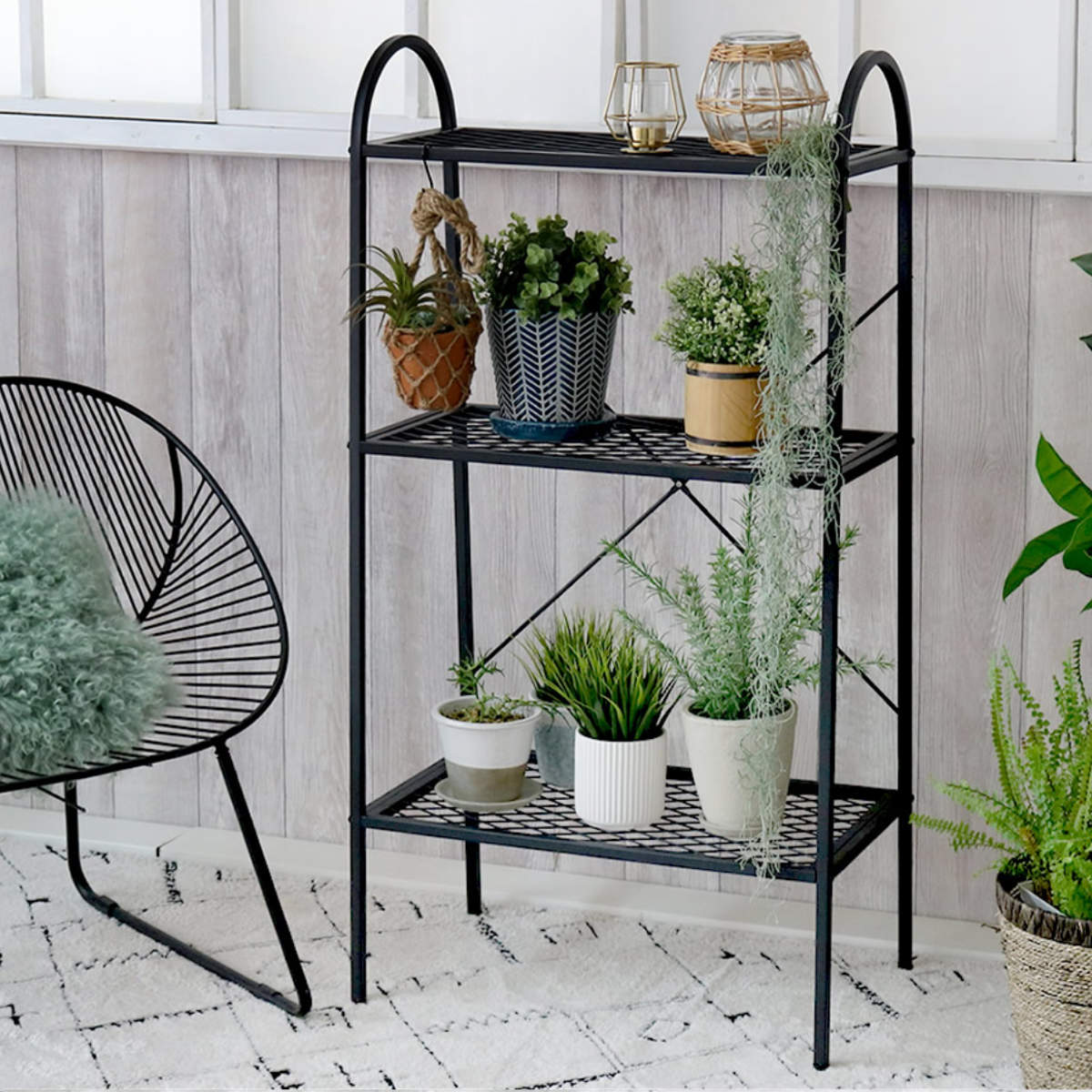 オープンスチールラック 3段 メッシュ 撥水 ガーデン （ オープン