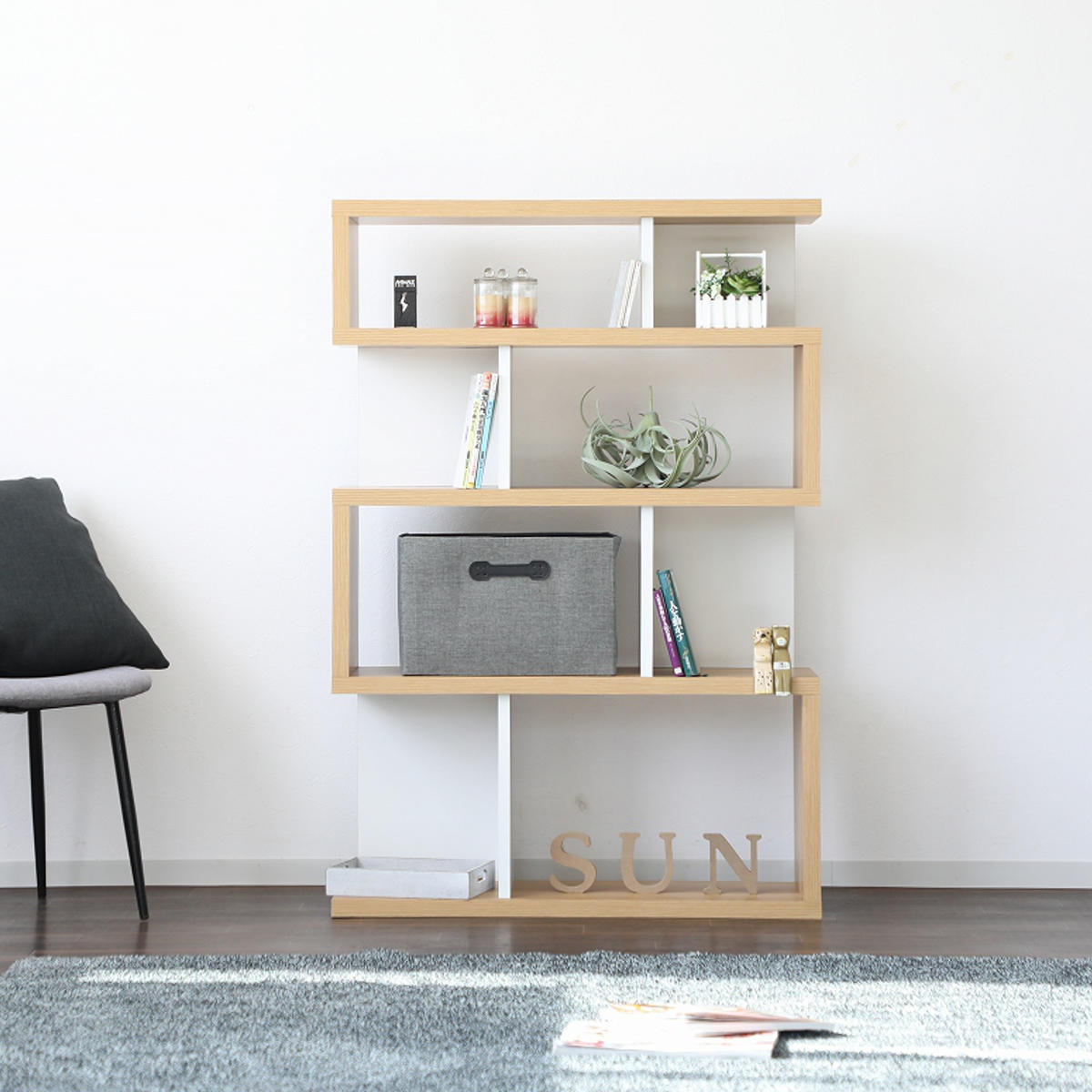 ジグザグラック 4段 オープンラック 日本製 幅88cm （ ラック 棚 S字