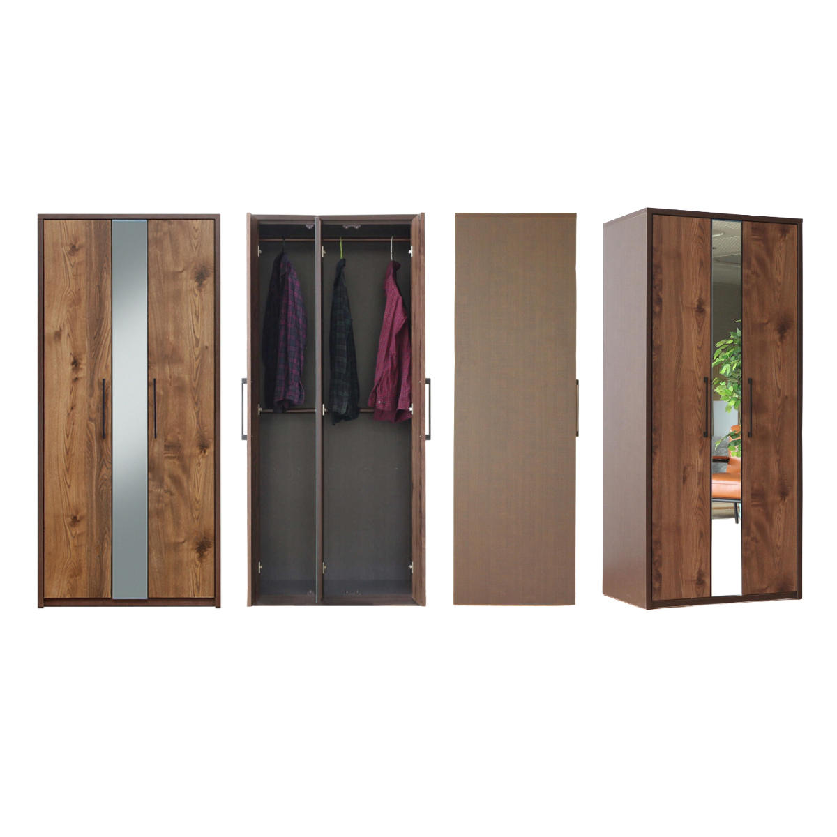 ワードローブ 幅80cm ミラー付 ナチュラルモダン 日本製 （ 開梱設置