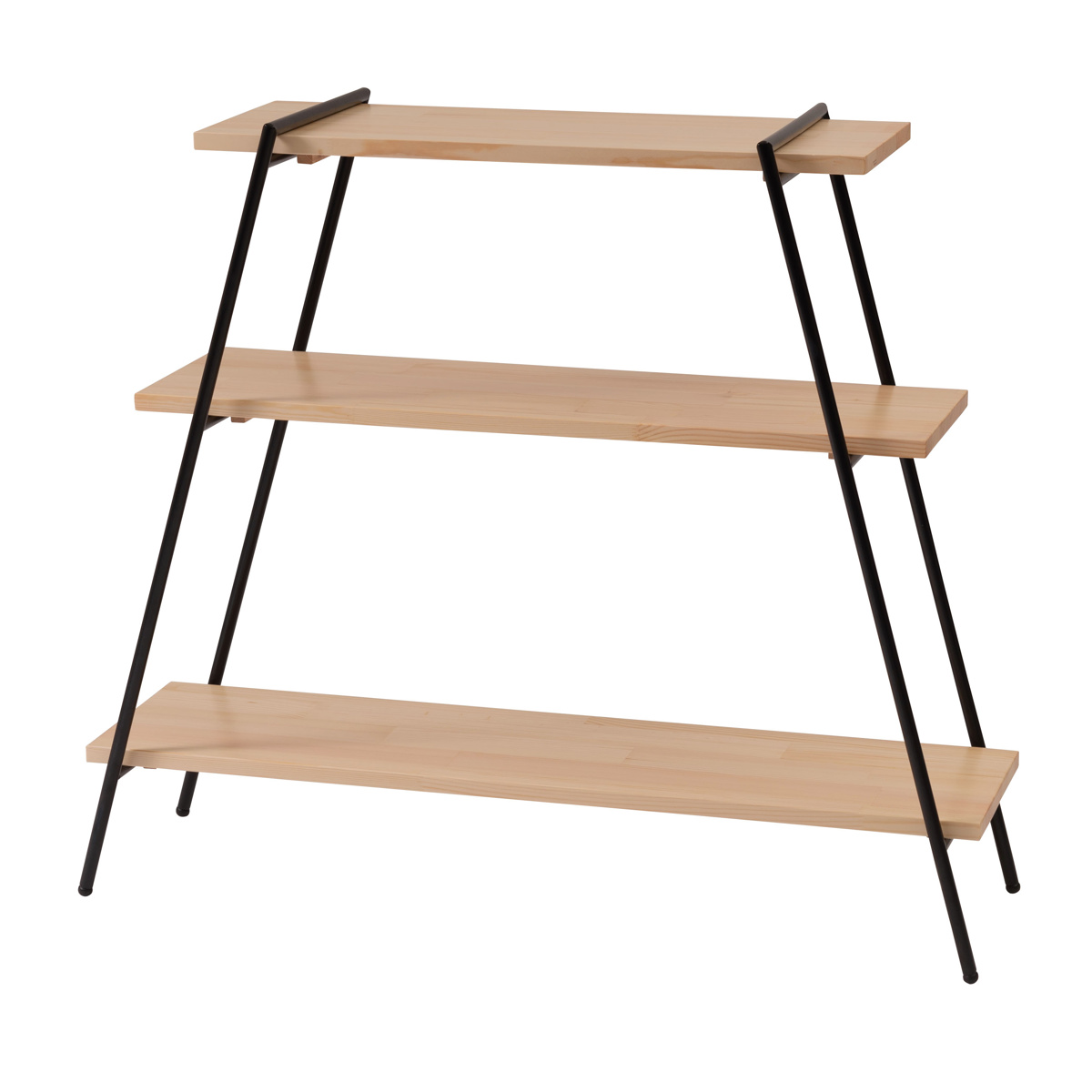 オープンラック 3段 天然木棚 アイアン脚 幅90cm （ オープンシェルフ