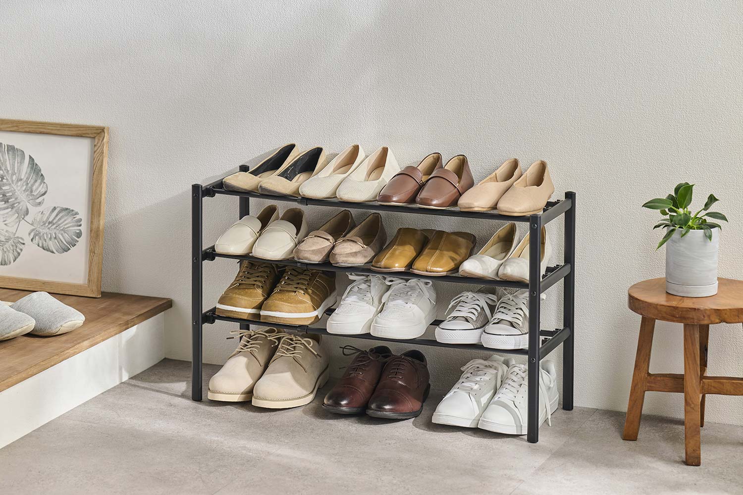 Quick Lock 靴に合わせて組み換えられる 伸縮式 シューズラック