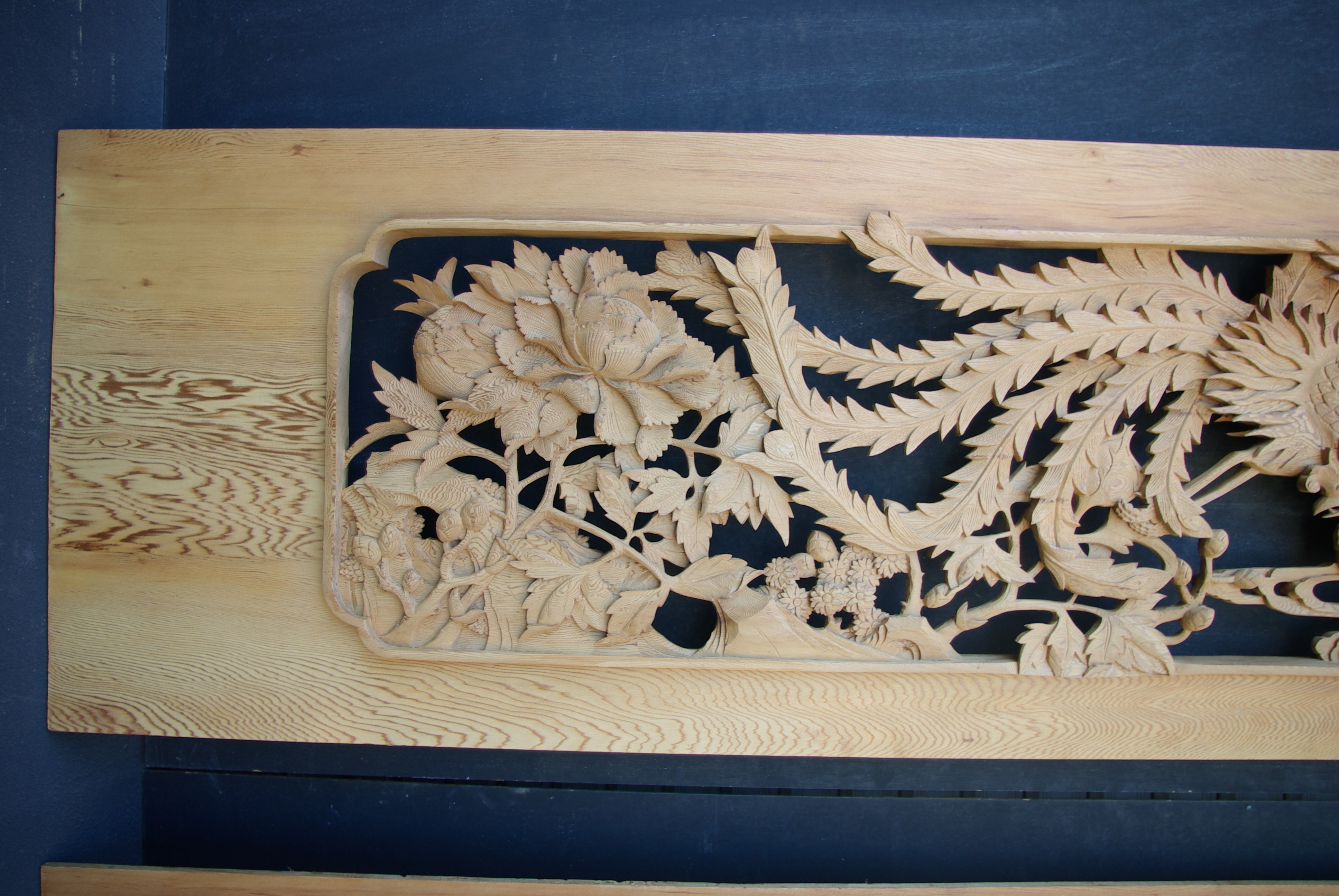 彫刻欄間の高原銘木店 ＞ 6尺×1尺8寸×1.5寸 ＞ 鳳凰 6尺×1尺8寸×1.5寸