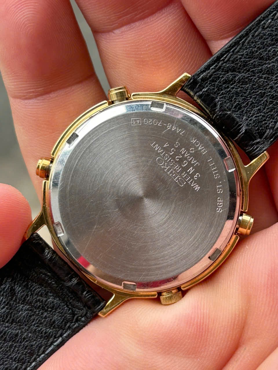 Seiko Quartz 7A48-7020 Vintage Chronograph Moon Phase Used Quartz