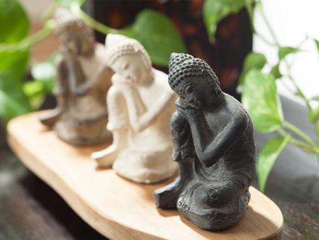 坐像仏陀 卓上ストーンオブジェ [3色展開]【50935ig】 /アジアン雑貨