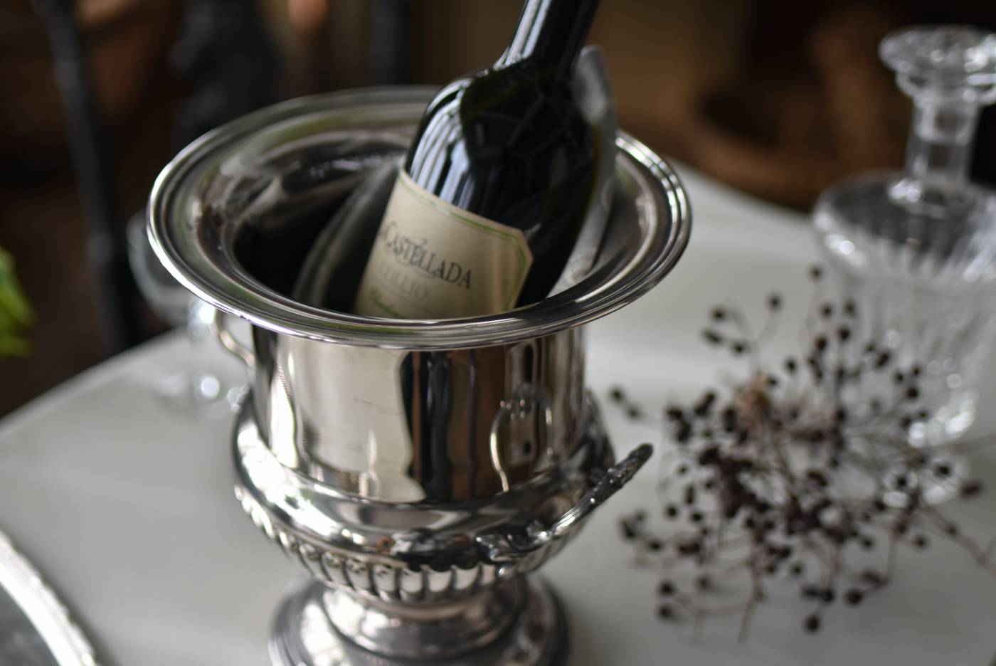 フランスヴィンテージ雑貨 ワインクーラー.Christofle FLEURON