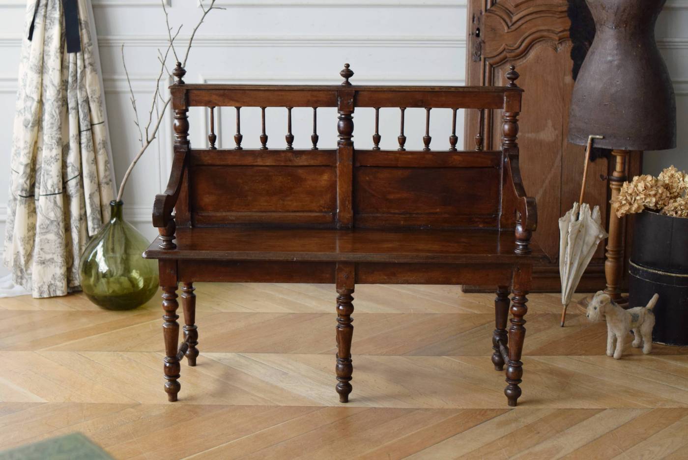 アンティークベンチ.8 フランス 教会 長椅子 チャーチチェア