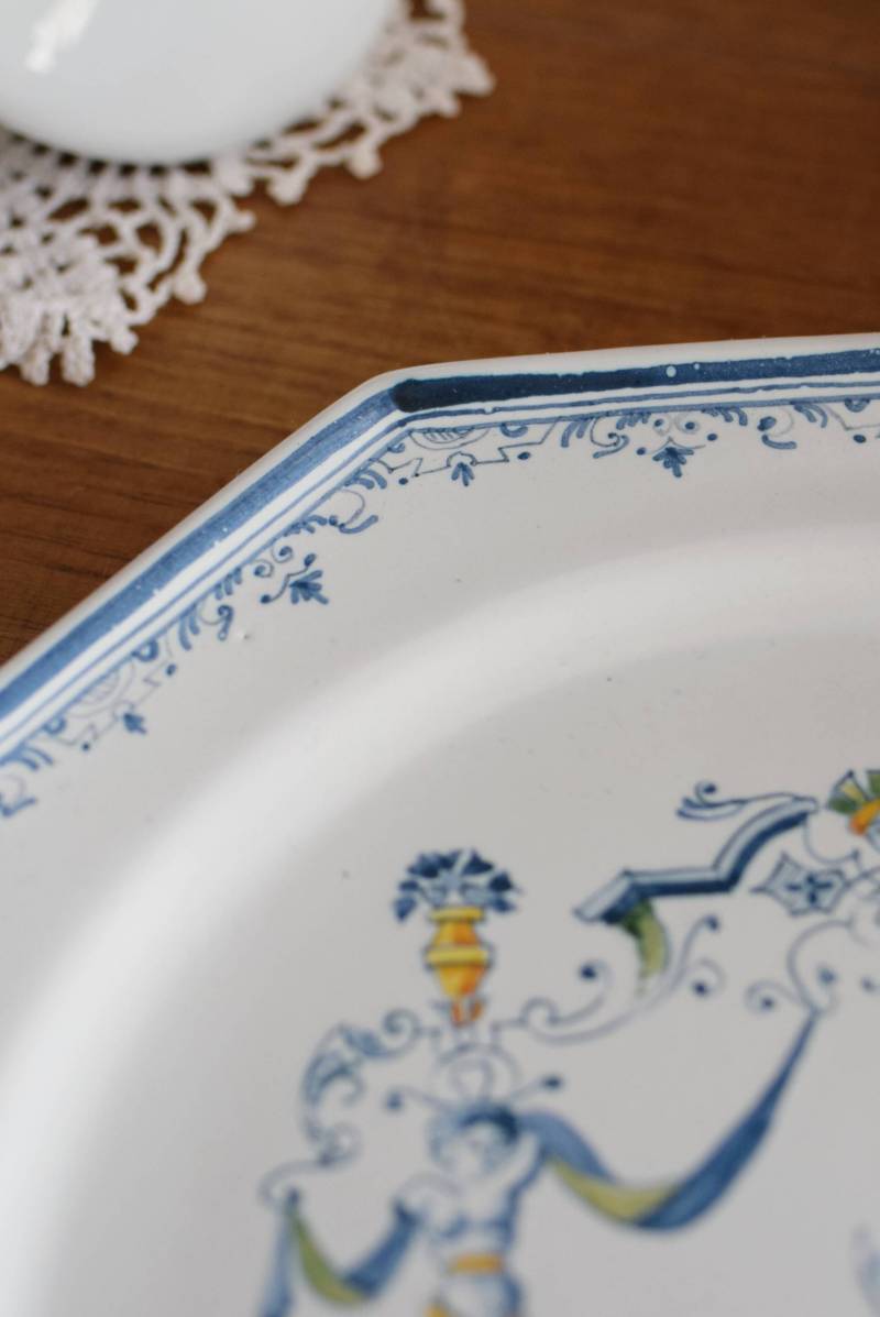 アンティークプレート.Moustiers ムスティエ ファイアンス焼 南仏