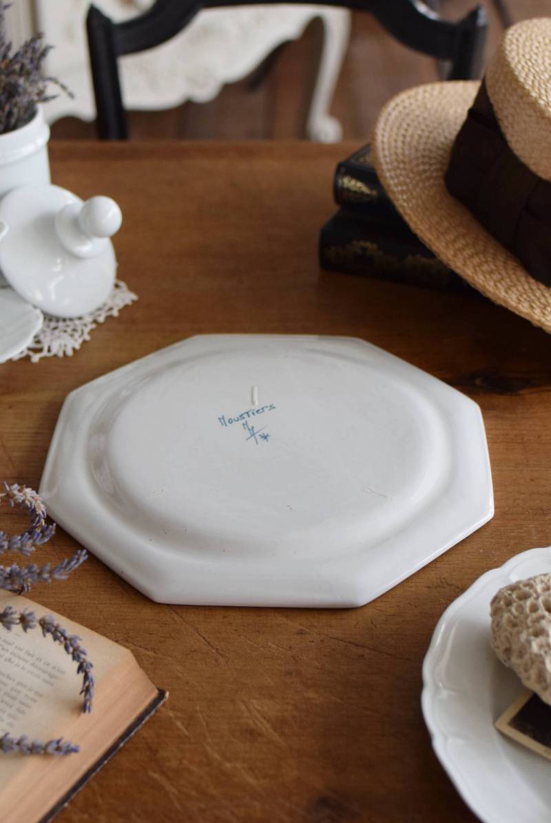 アンティークプレート.Moustiers ムスティエ ファイアンス焼 南仏