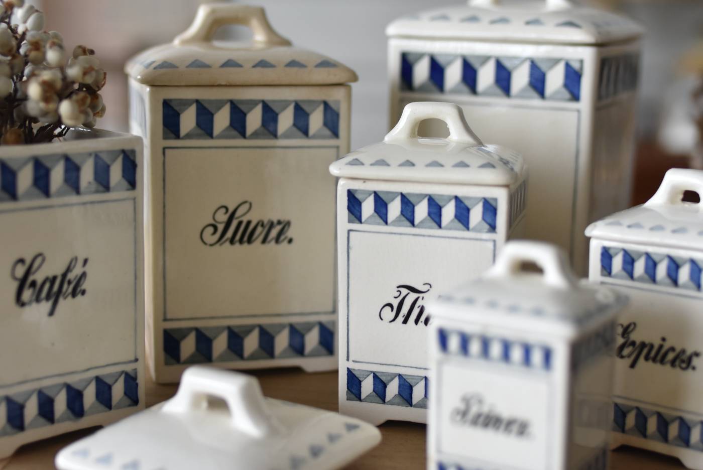 キャニスター6点セット.2 フランスヴィンテージ雑貨 テーブルウェア