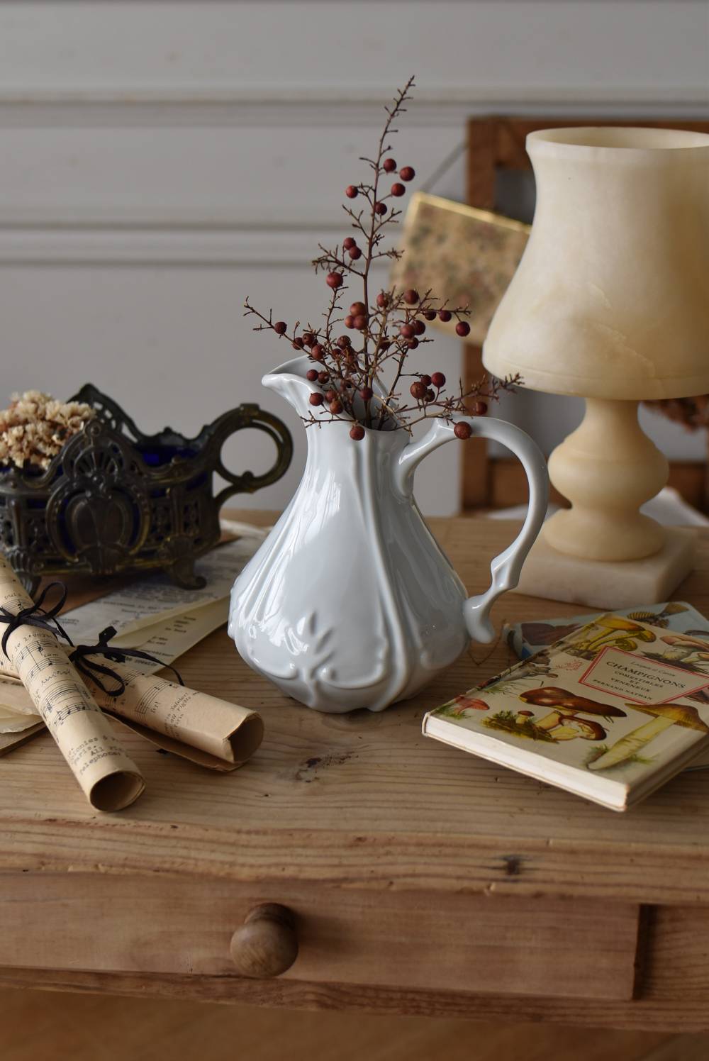 アンティークピシェ.16 フランスアンティーク雑貨 白磁器 フラワー