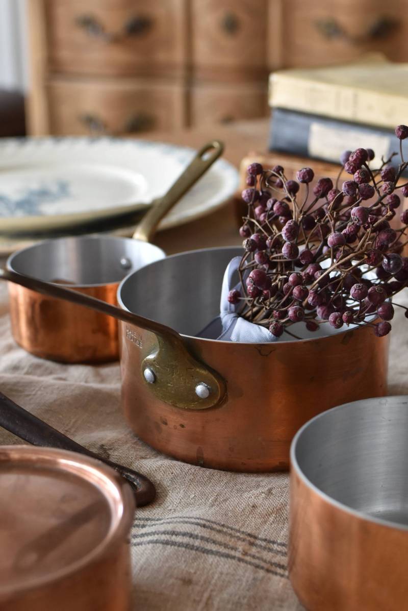 銅鍋5点セット.2 フランスアンティーク雑貨 コッパー フランスキッチン道具