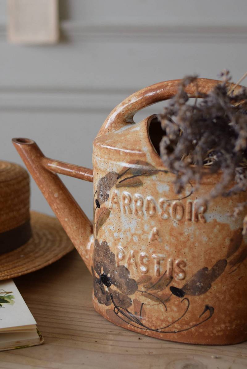 陶器オブジェ.ジョウロ Vallauris Pastis フランスヴィンテージ雑貨