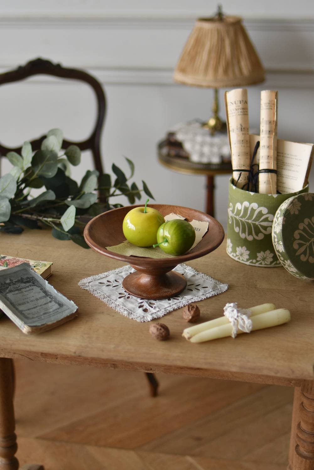 木製コンポート フランスヴィンテージ雑貨 ディスプレイ台 テーブル什器 器