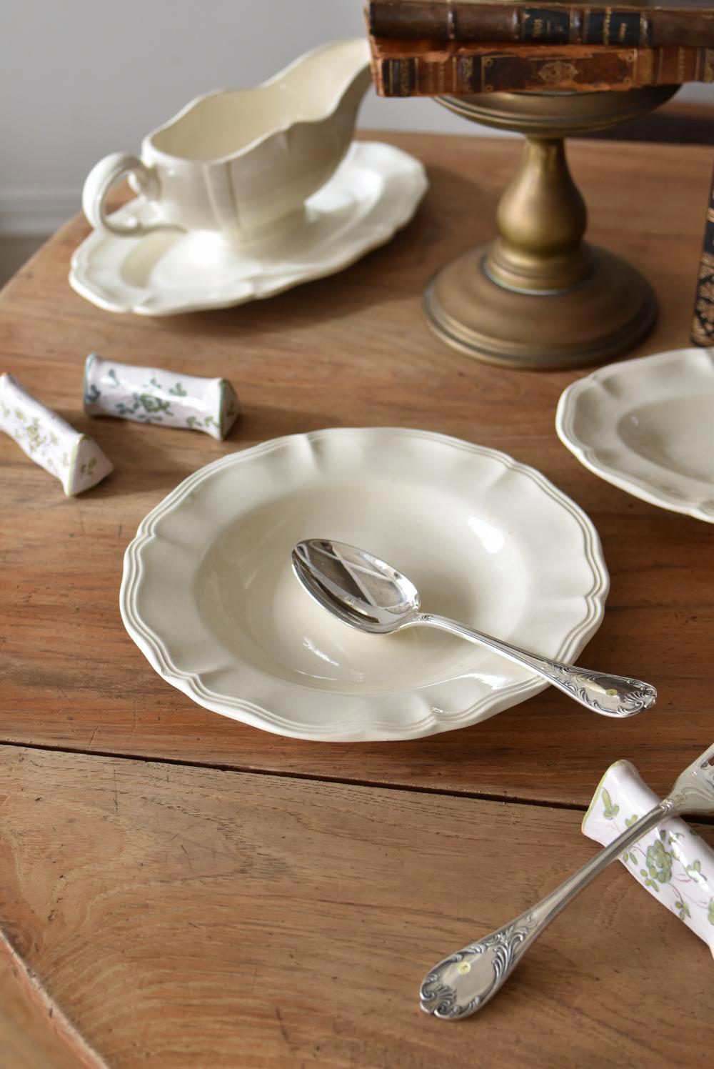 フランスアンティーク雑貨 花リムプレート.16(23cm深皿) サルグミンヌ