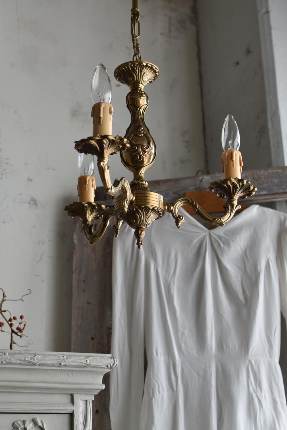3灯シャンデリア.5 フランスアンティーク照明 アンティークシャンデリア