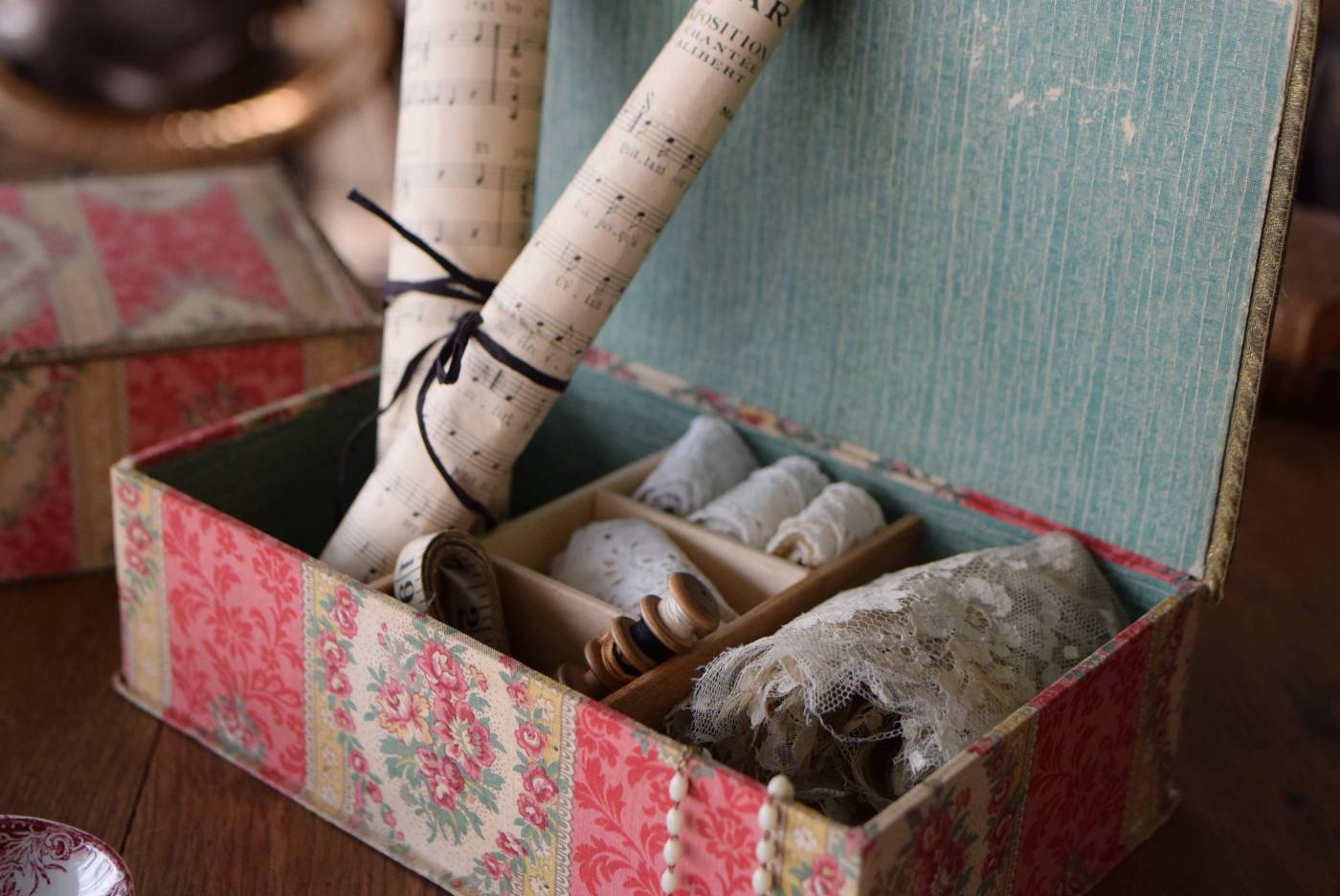 カルトナージュボックス.3 ヴィンテージ雑貨 布箱 小物入れ