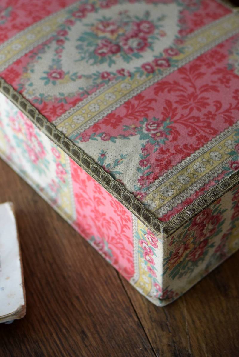 カルトナージュボックス.3 ヴィンテージ雑貨 布箱 小物入れ