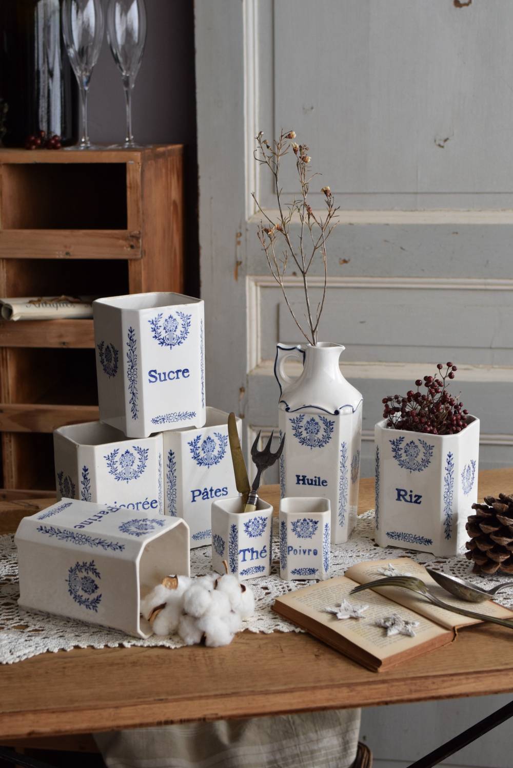 キャニスター2点セット フランスアンティーク雑貨 アンティーク陶器