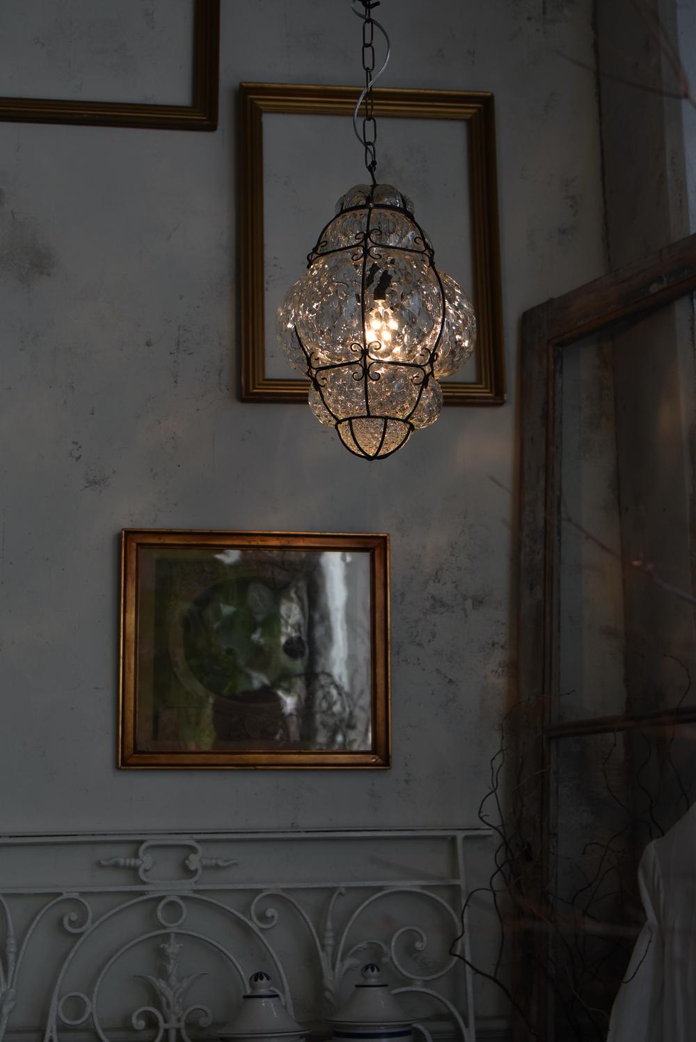 フランスアンティーク照明 ムラーノガラスランプ.17 ペンダントランプ