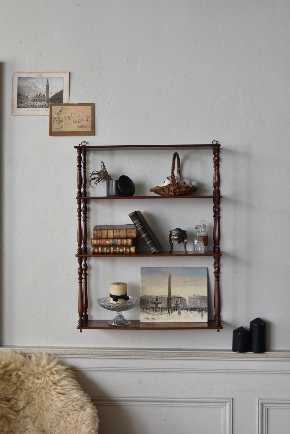 4段ウォールシェルフ.18 フランスアンティーク家具 飾り棚