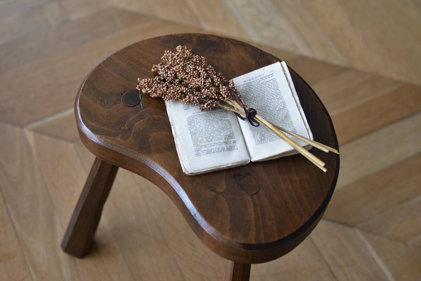 木製スツール.12 フランスヴィンテージ家具 木椅子 ナチュラルインテリア