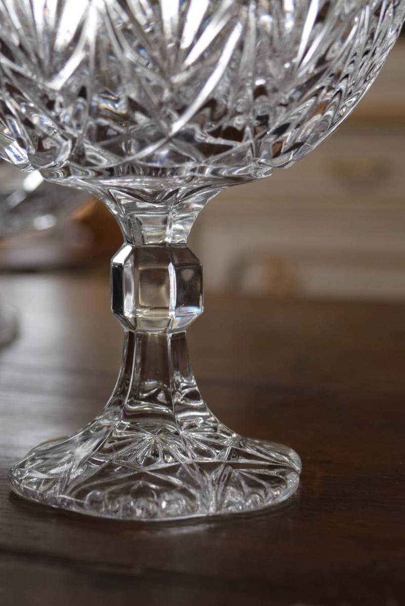 クリスタルガラスコンポート.2 ドイツ アンナヒュッテ,ディスプレイ雑貨