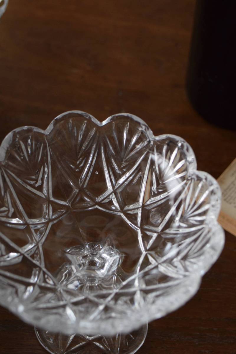 クリスタルガラスコンポート.2 ドイツ アンナヒュッテ,ディスプレイ雑貨