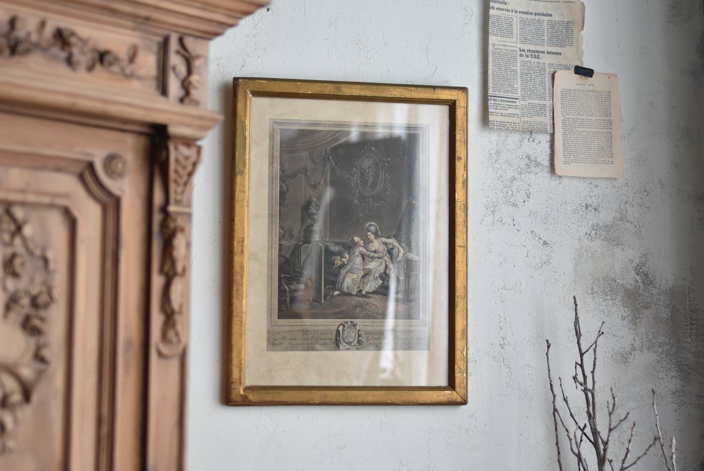 版画入りフレーム.A フランスアンティーク雑貨 額縁 アンティーク