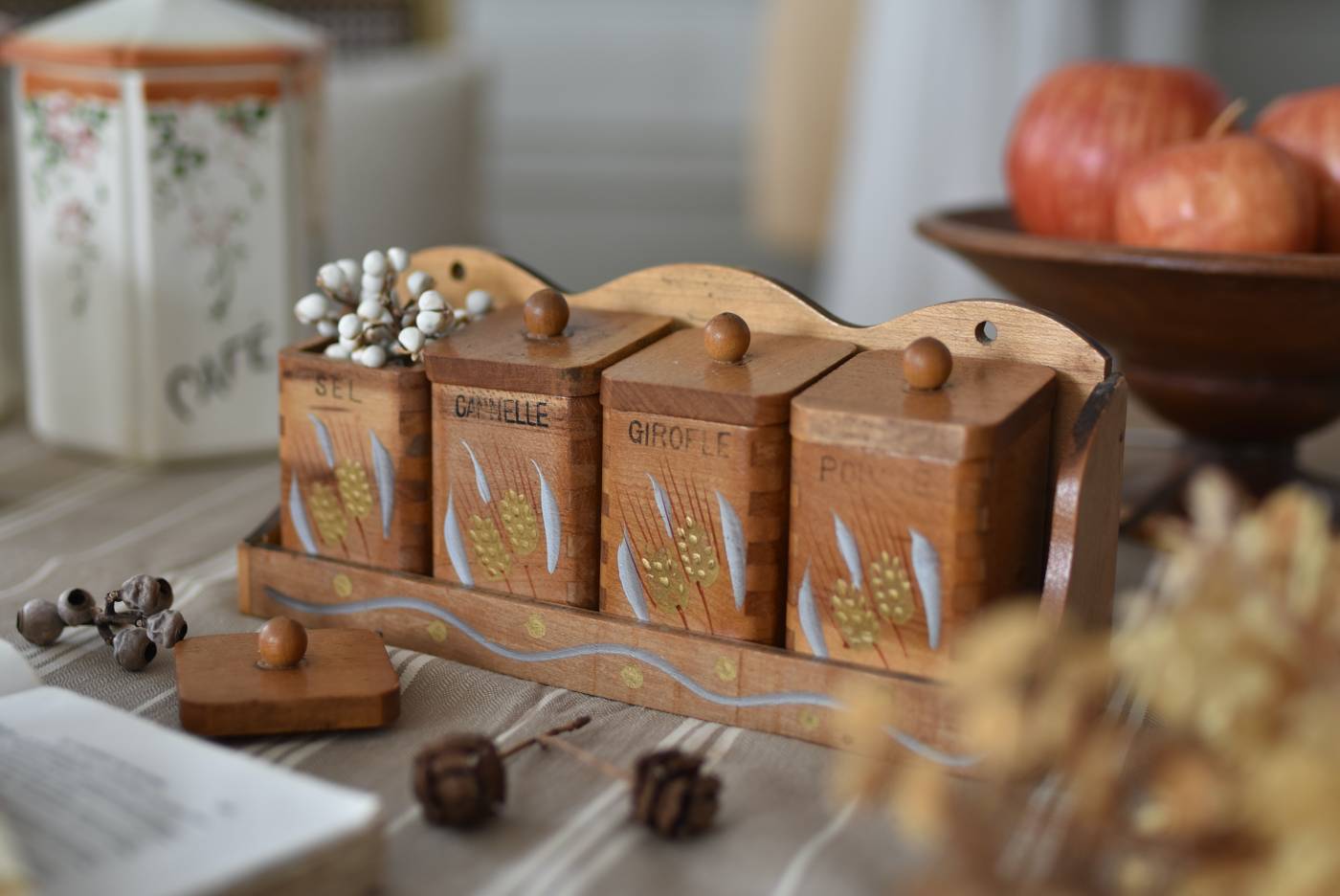 キャニスター4点セット フランスヴィンテージ雑貨 キッチン小物